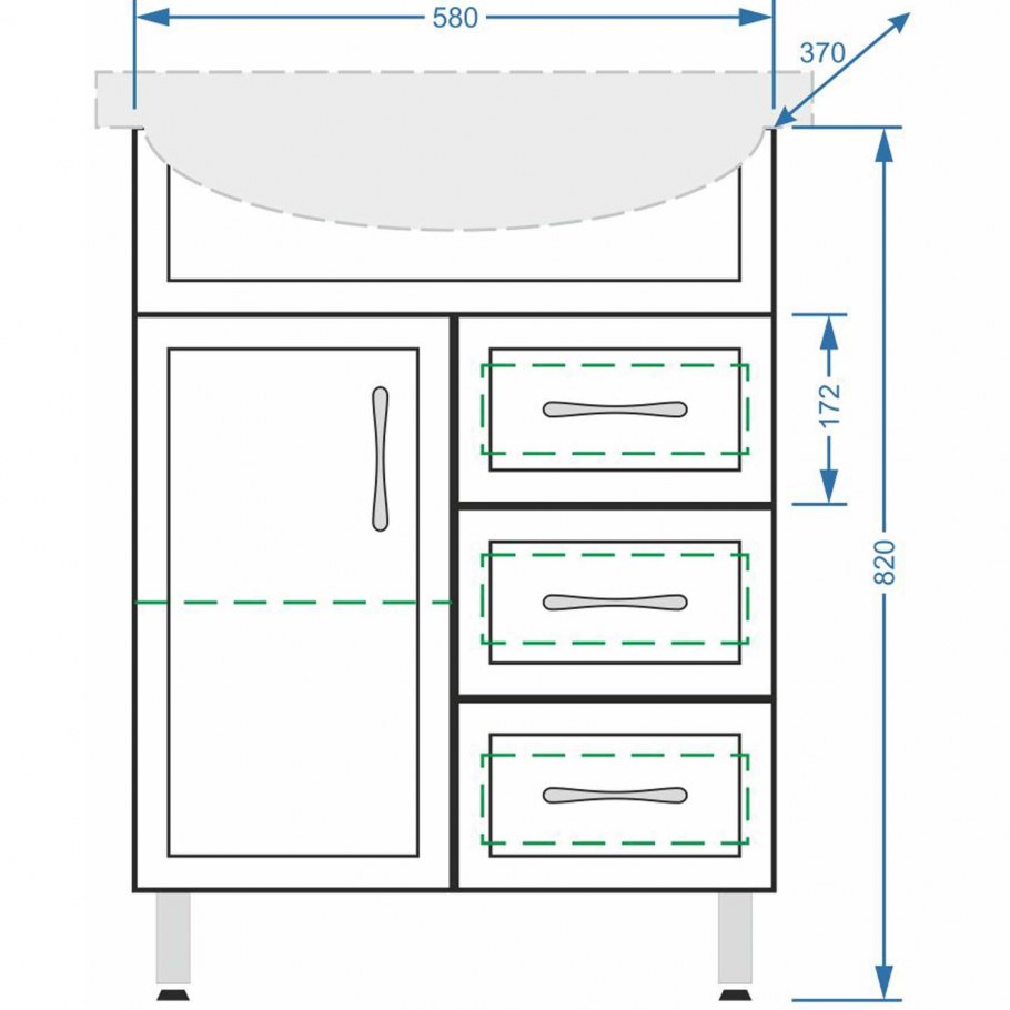 Тумба с раковиной 1 Orange роса 50