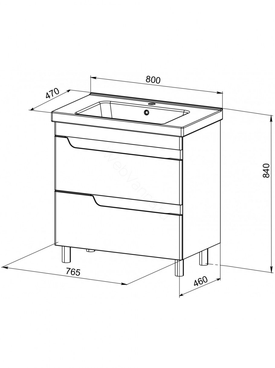 Тумба с раковиной Руно эко 50