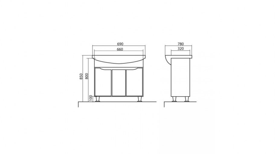 Тумба с раковиной Naomi 105