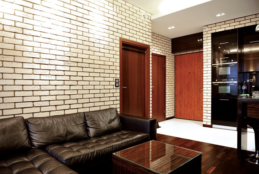 Отделка стен под кирпич в квартире