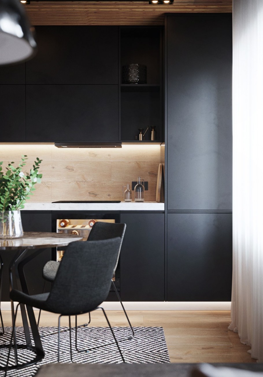 Черная кухня икеа лофт