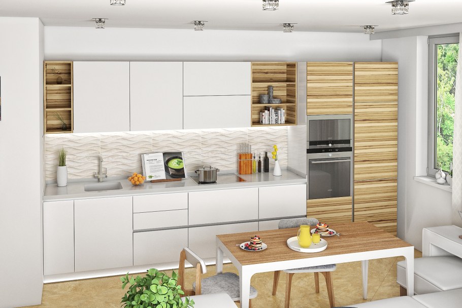 Проект линейной кухни 3 метра
