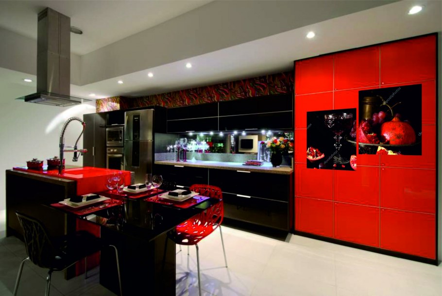 Кухня в красно черном стиле
