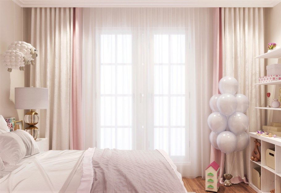 Комната для девочки в пудровых тонах