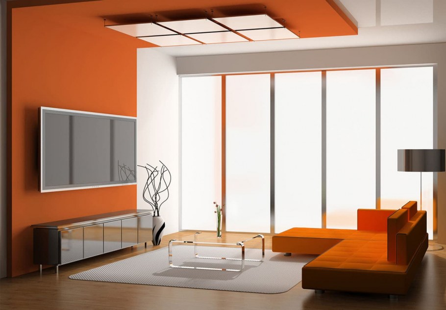 Гостиная в оранжевом стиле