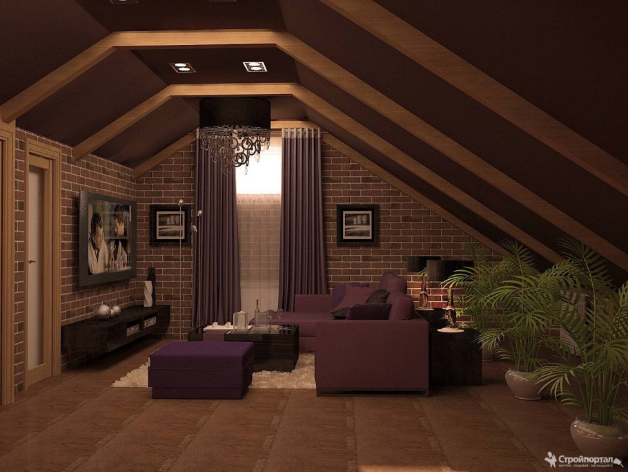 Гостиная на мансардном этаже