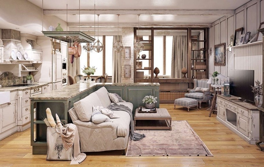 Стиль Кантри в квартире студии