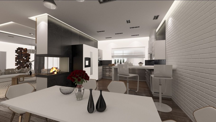 Кухня-гостиная 30 кв м хайтек