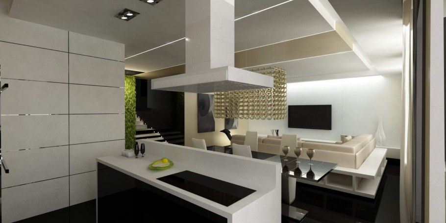 Кухня в доме в стиле Хай тек