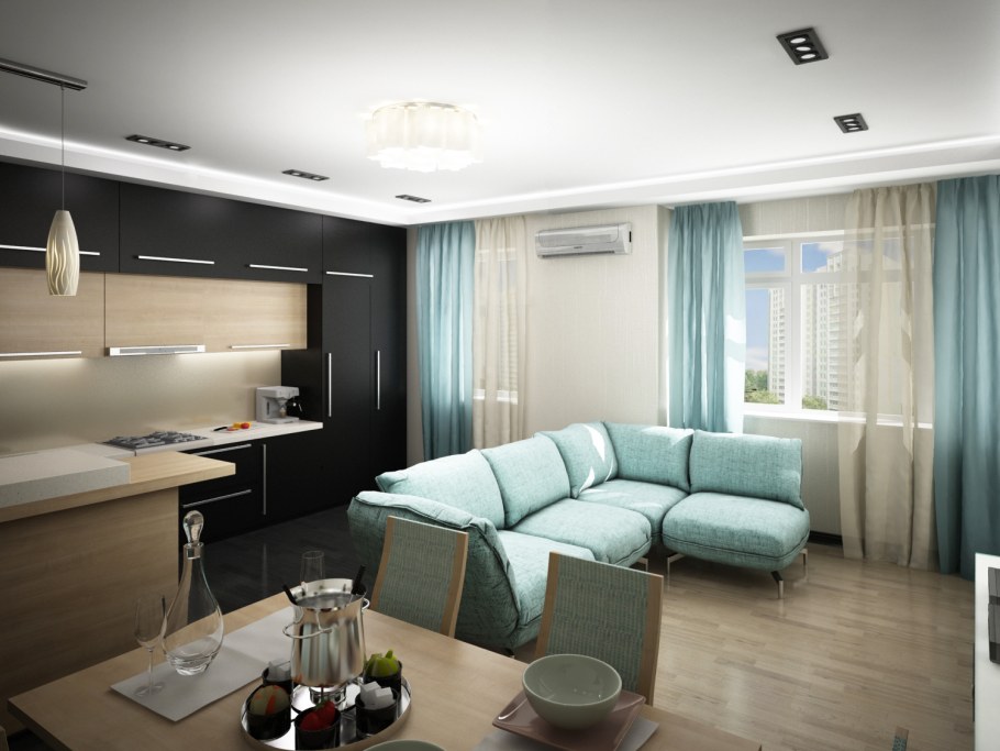 Кухня 12кв м в стиле хайтек