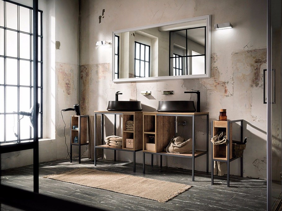 Стеклянная перегородка в душ лофт