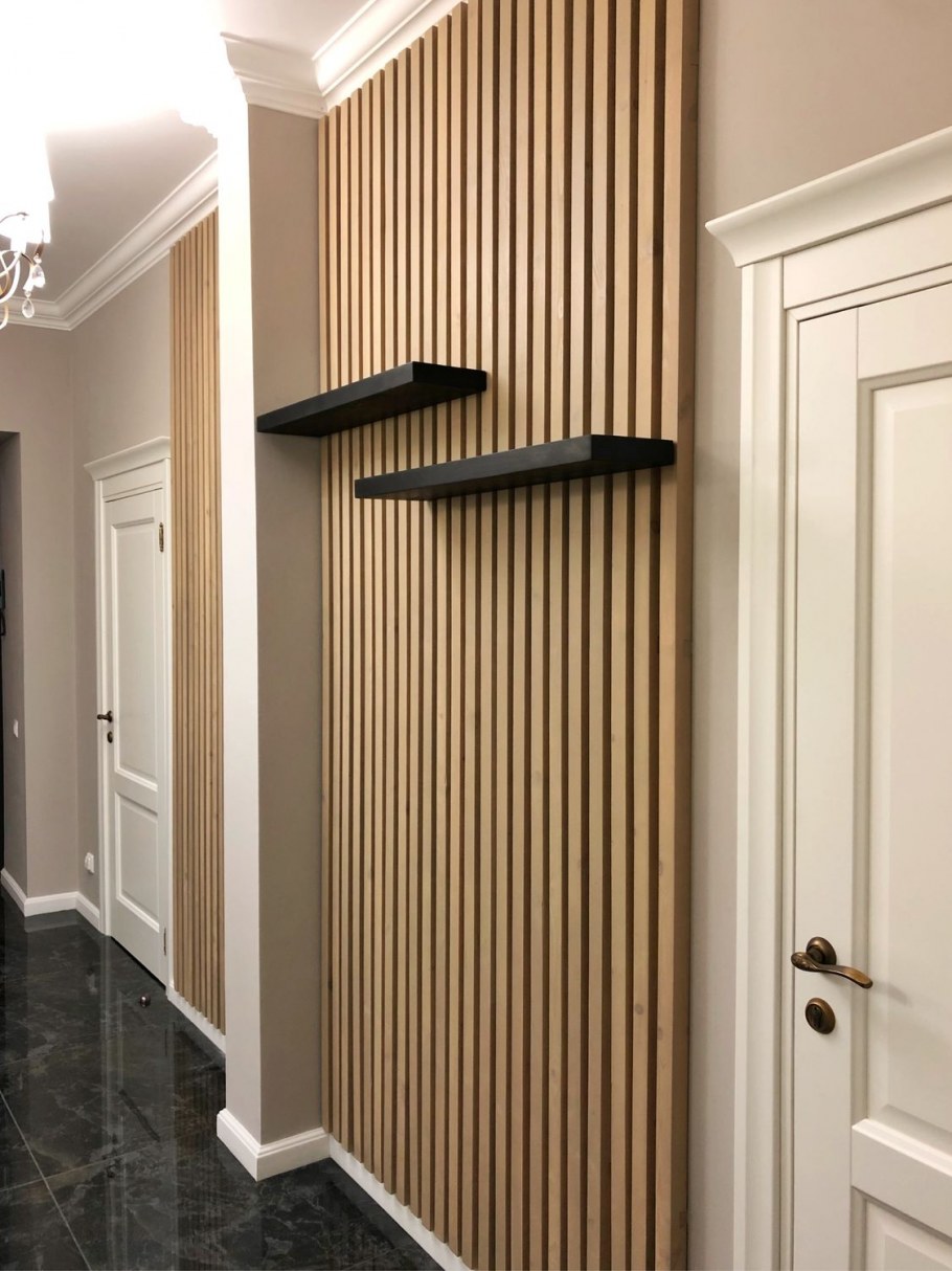 Декор стены рейками