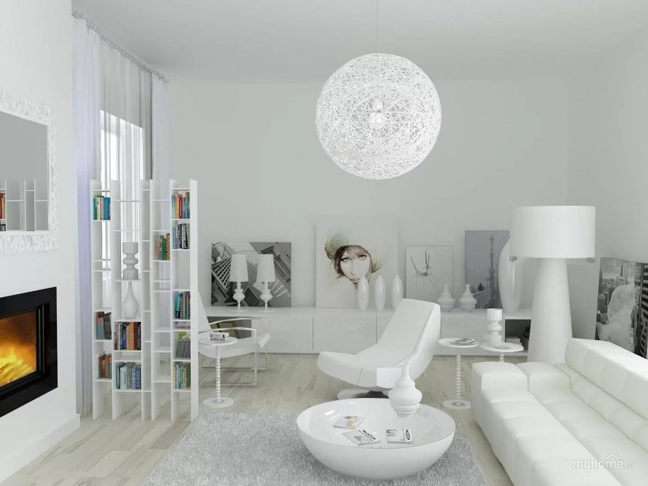 Декор стены в гостиной в скандинавском стиле