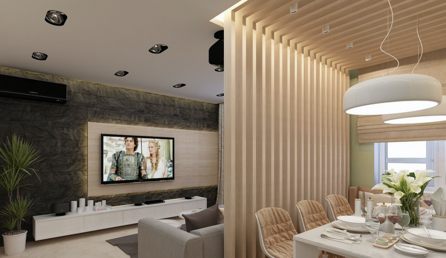 Кухня гостиная с перегородкой