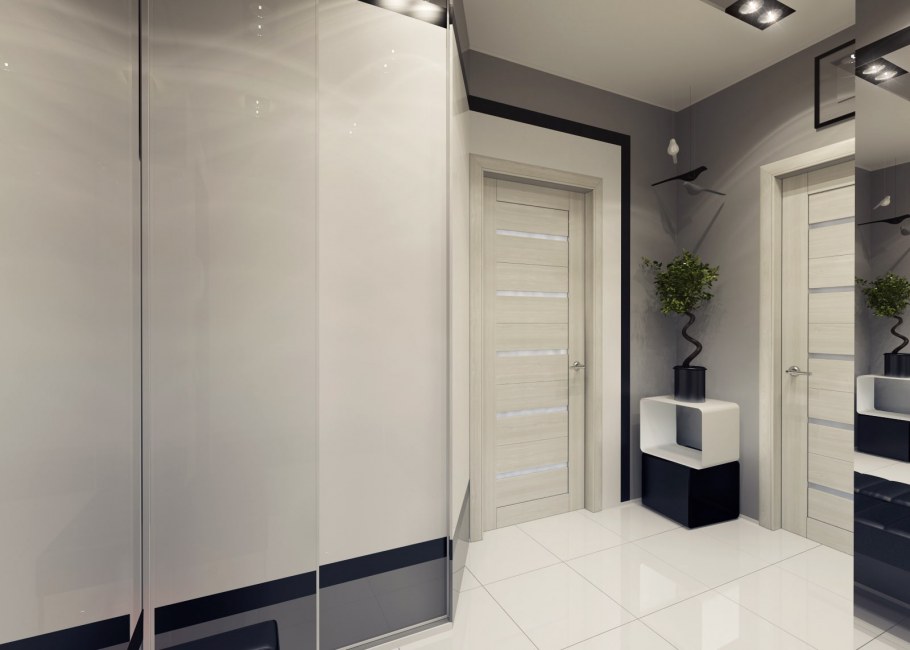 Шкаф в прихожую белый хайтек