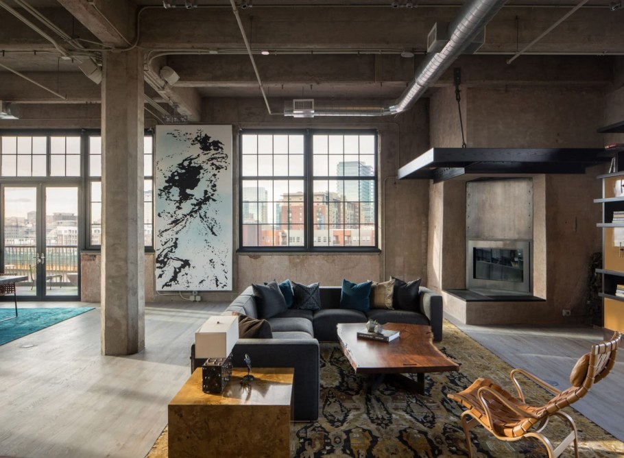 Гостиная лофт Индастриал интерьер