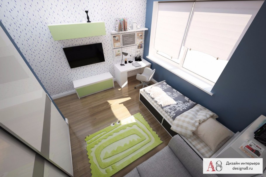 Интерьер однокомнатной студии 45 кв.м