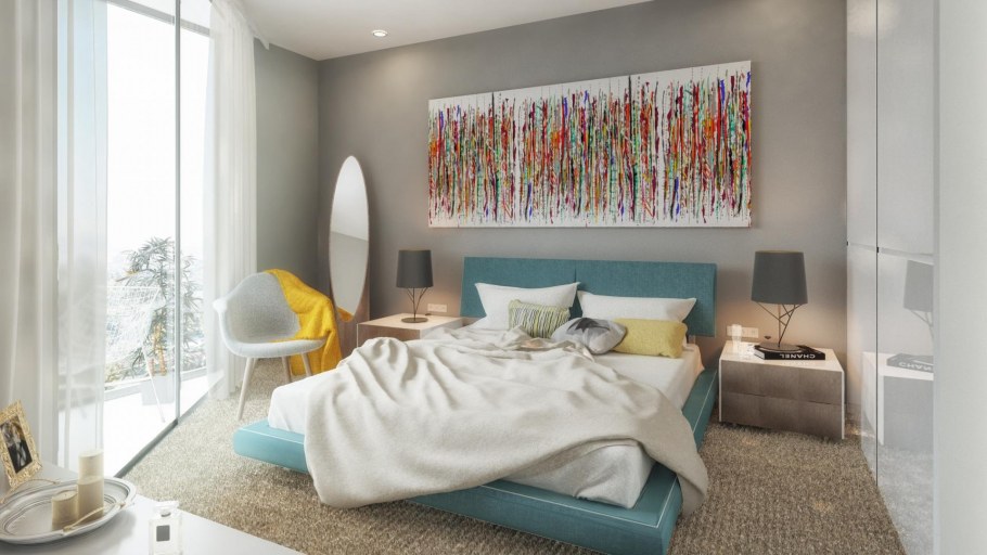 Спальня с желтыми акцентами