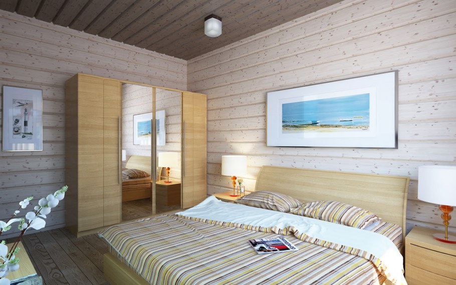 Белая имитация бруса в интерьере