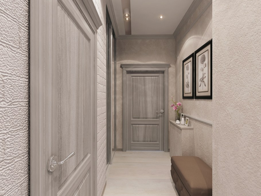 Серый цвет стен в прихожей