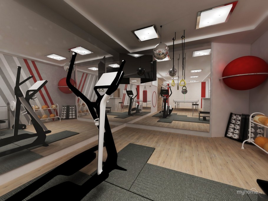 Необычный интерьер тренажерного зала