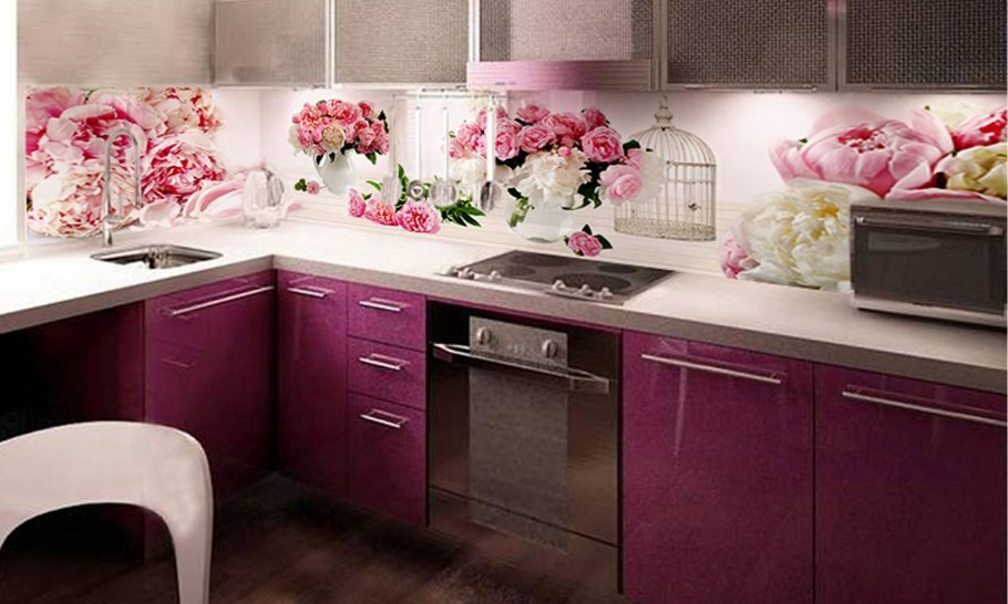 Кухонный фартук пионы