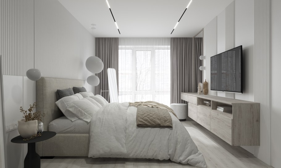 Спальня в бежево серых тонах