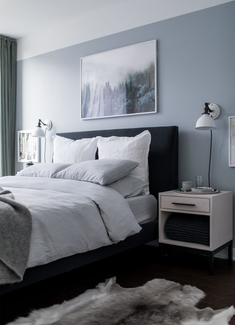 Спальня в серо белых тонах