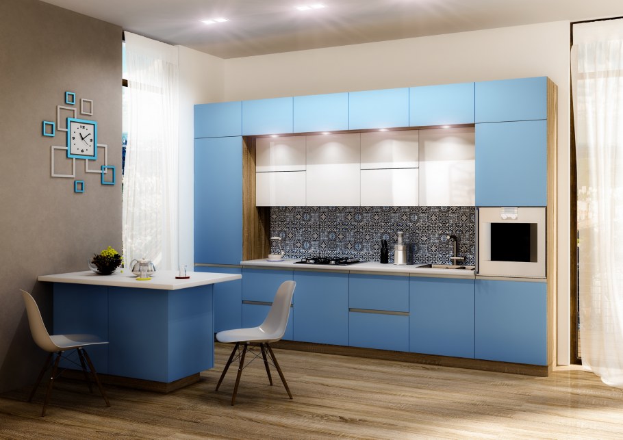 Кухни Фабио голубая