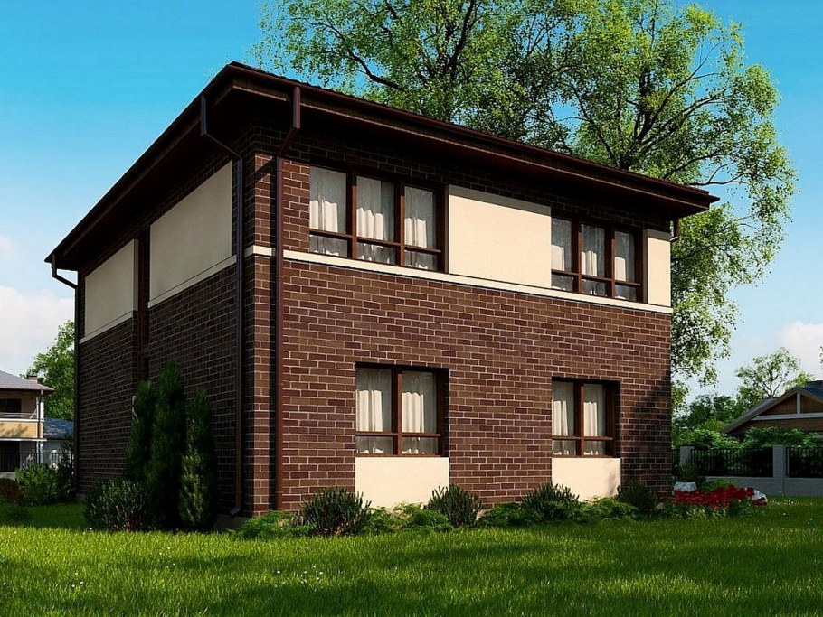 Двухцветный фасад двухэтажного дома