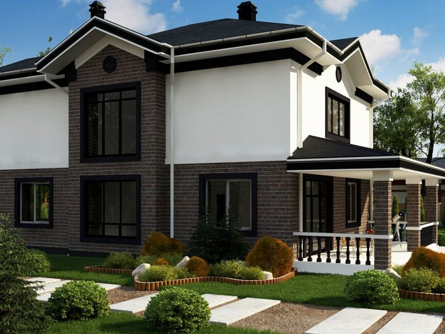 Двухцветные фасады домов