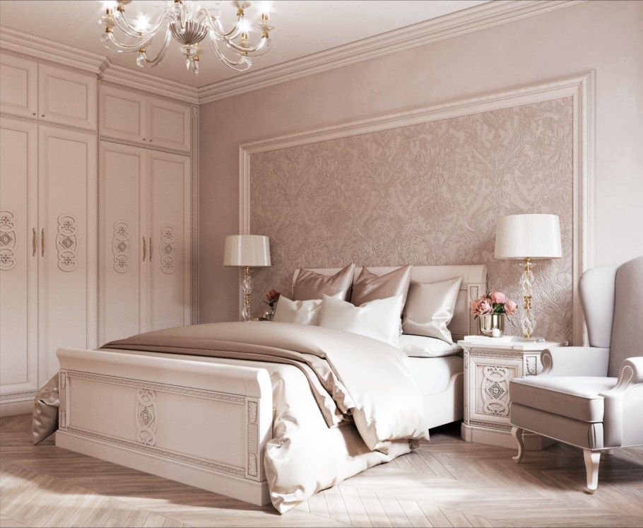 Спальня в светло сиреневых тонах