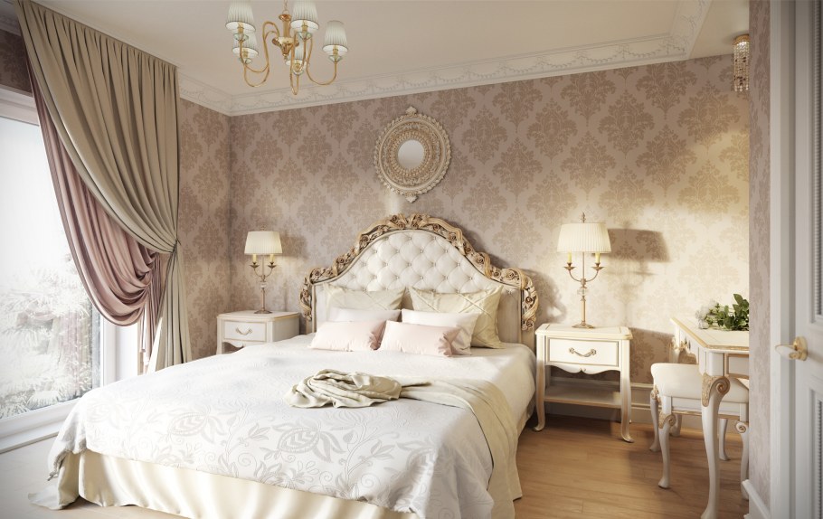 Спальня в пудровом цвете