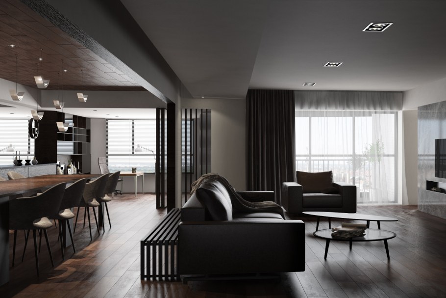 Графитовый цвет стен в интерьере