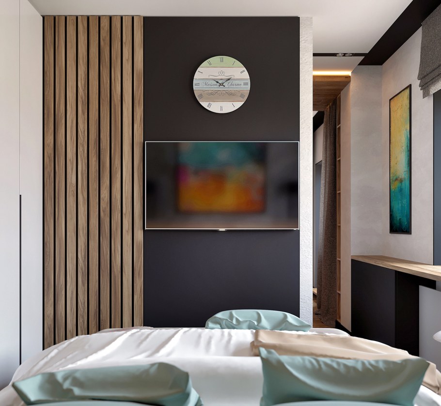 Ниша с камином и телевизором