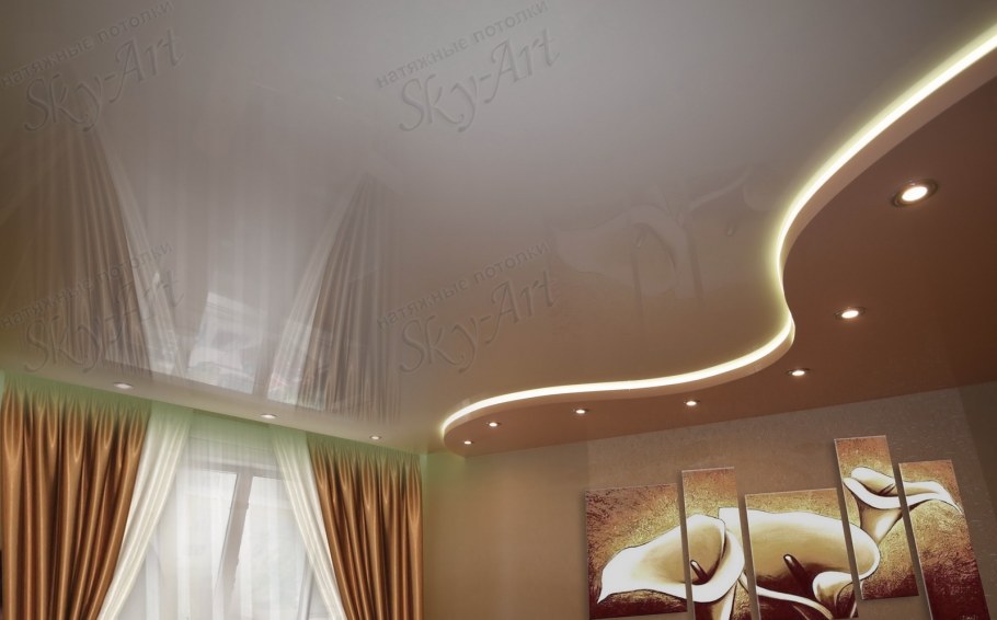 Двухуровневые натяжные потолки