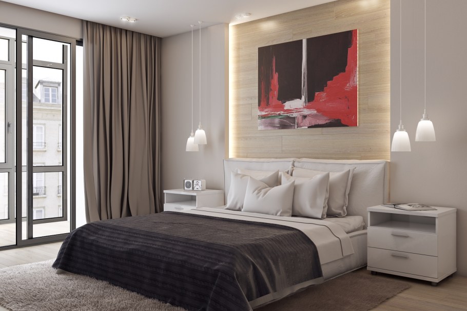 Современная небольшая спальня