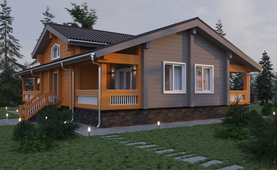 Фасады домов из клееного бруса