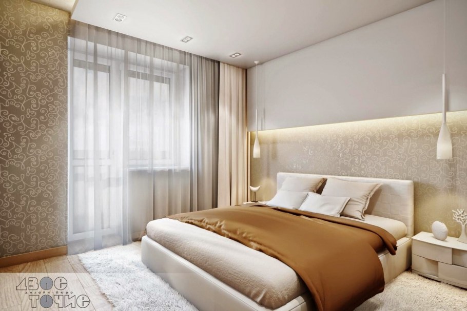 Спальня в светлых пастельных тонах