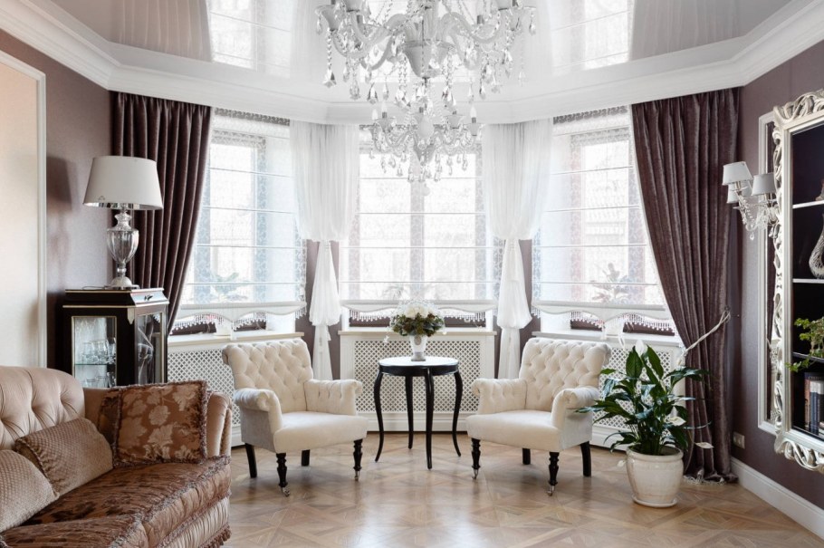 Гостиная с эркером в стиле Неоклассика