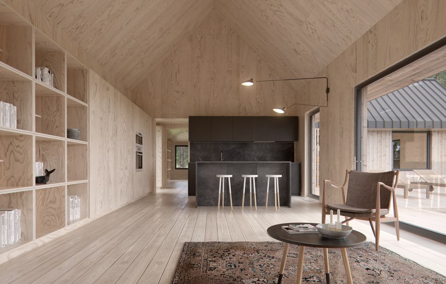 Фанера в интерьере загородного дома