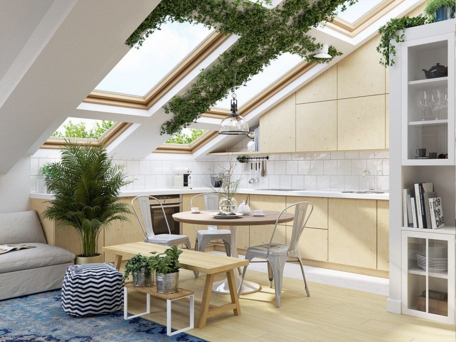 Кухня на мансарде