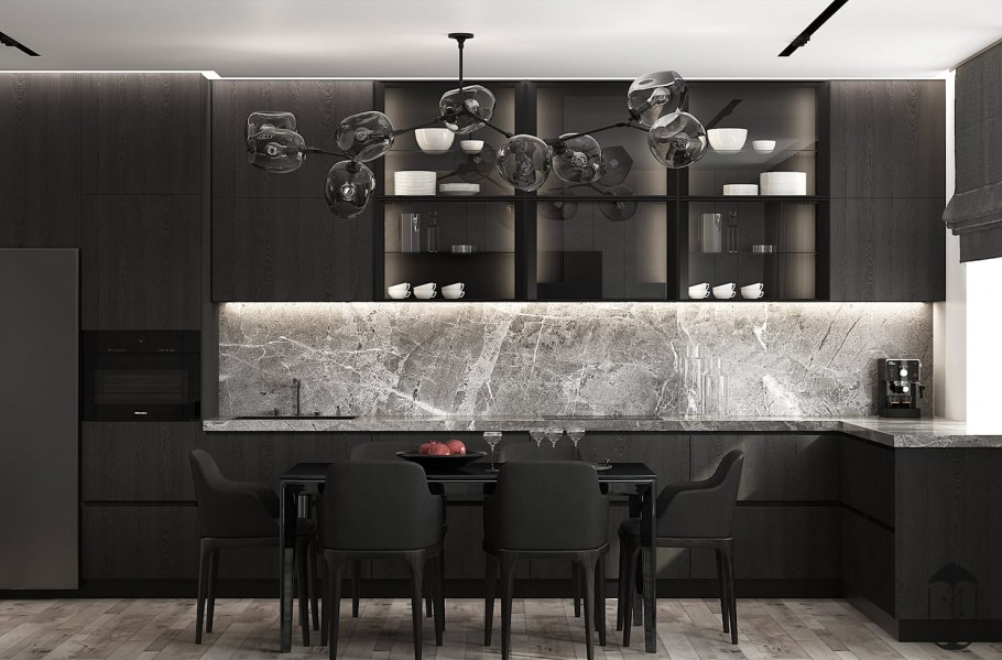 Черный фартук для кухни