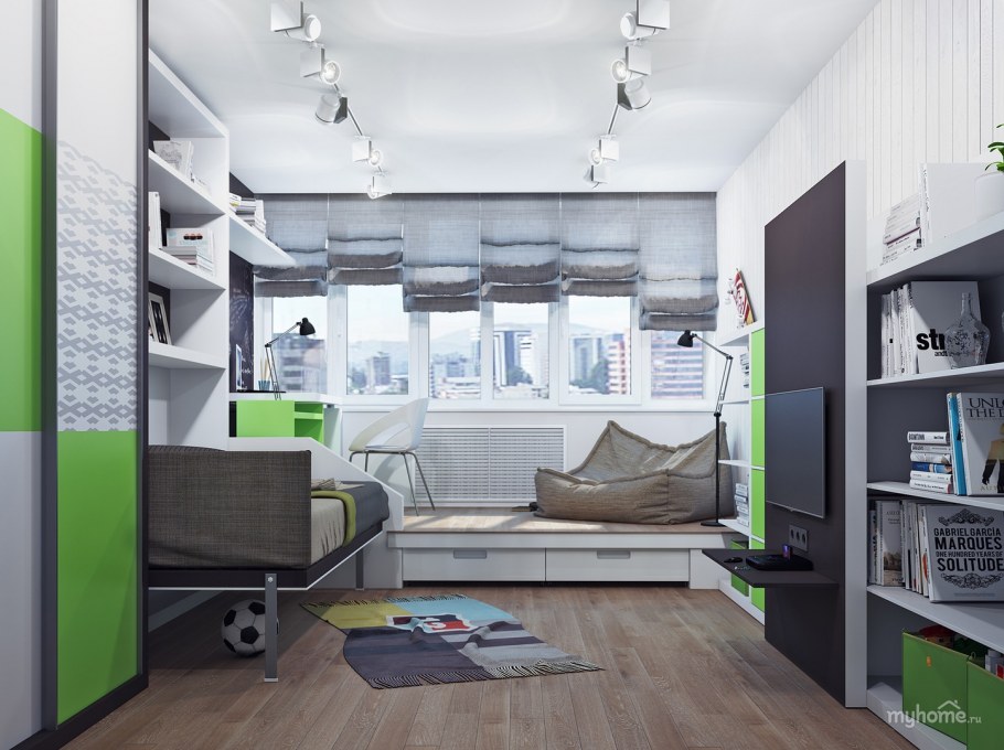 Спальня подростка прямоугольная