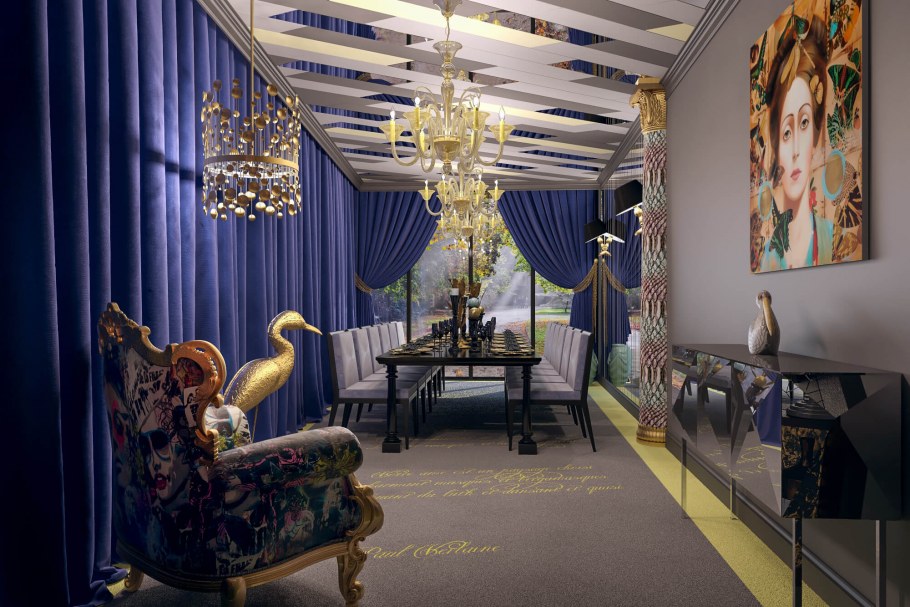 Интерьер банкетного зала в кафе