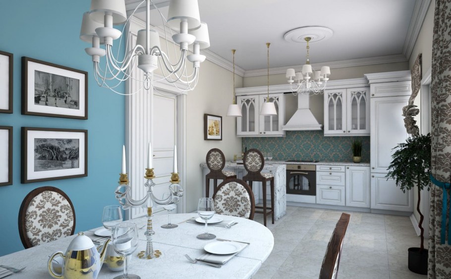 Белая кухня студия Неоклассика