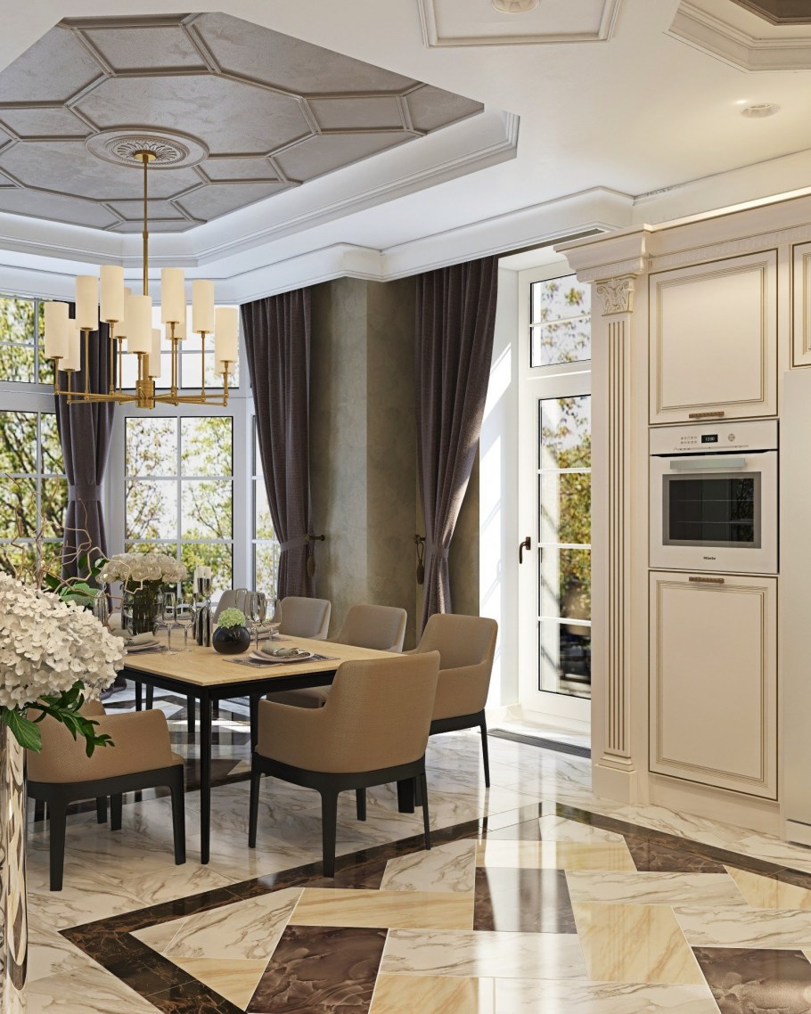 Кухня-столовая-гостиная Неоклассика