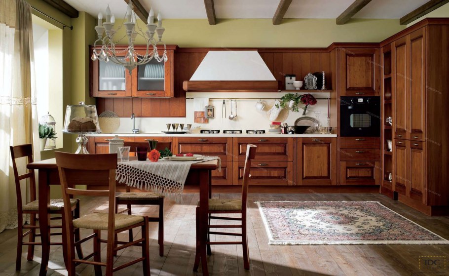 Кухня цвет орех в интерьере