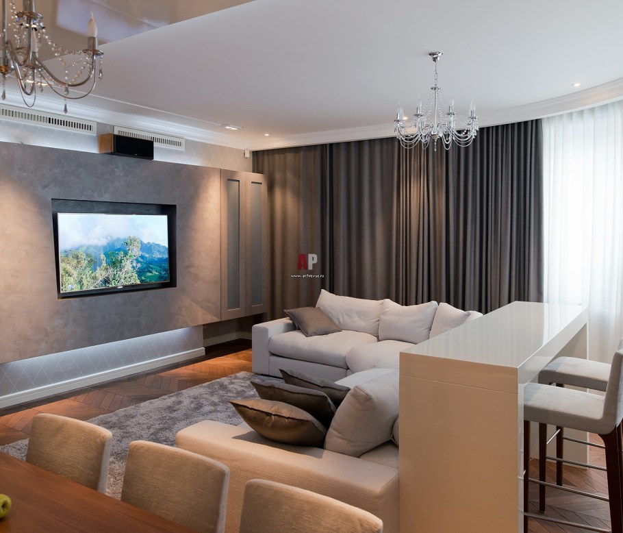 Барная стойка за диваном