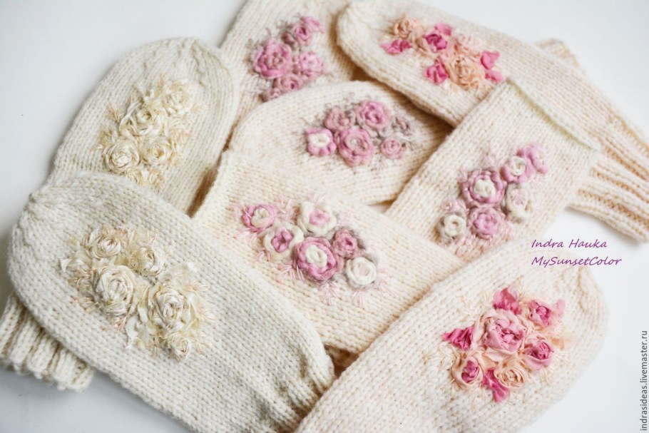 Вышивка на варежках